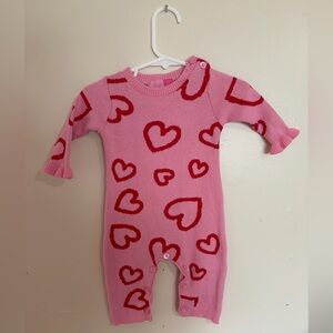 Good Lad Pink and Red Heart baby size 6 months sweater onsie